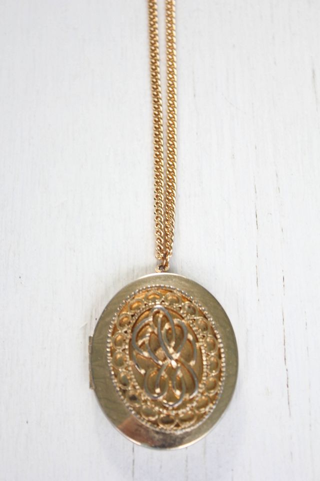 Vintage Gold Locket Pendant Necklace Selected By Moons + Junes Vintage #3