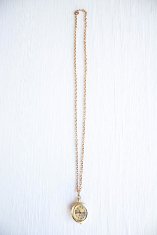 1928 Vintage Crystal Gold Watch Pendent Necklace Selected By Moons + Junes Vintage