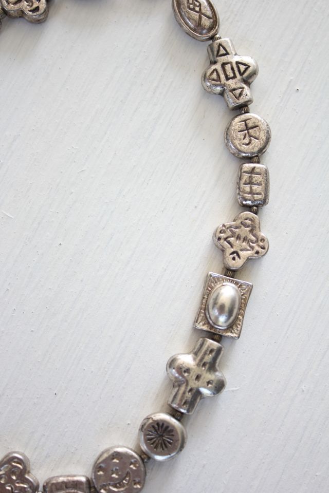 Vintage Artisan Made Silver Clay Reversible Charm Collar Necklace Selected By Moons + Junes Vintage #2