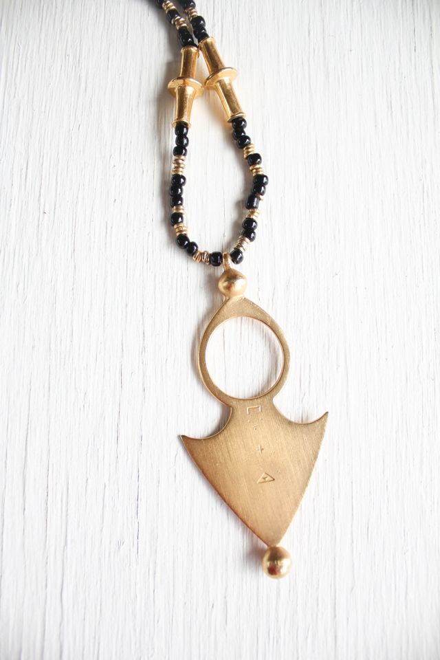 Vintage Saharan Desert Artistan Brass Pendant Necklace Selected By Moons + Junes Vintage #2