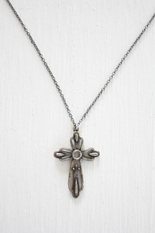 Vintage Sterling Silver Cross Pendant Necklace Selected By Moons + Junes Vintage