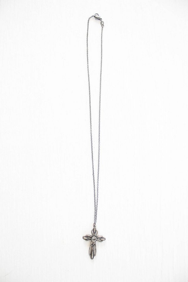 Vintage Sterling Silver Cross Pendant Necklace Selected By Moons + Junes Vintage #1