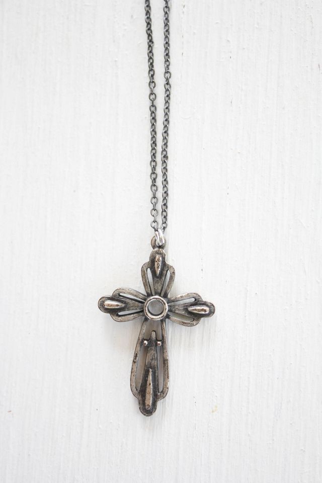 Vintage Sterling Silver Cross Pendant Necklace Selected By Moons + Junes Vintage #2