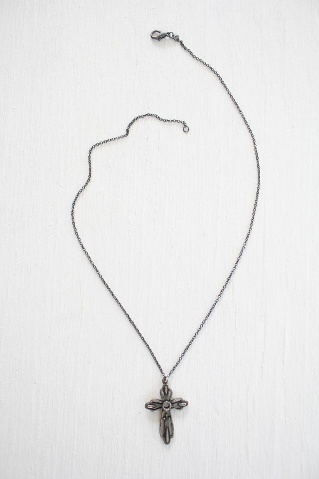 Vintage Sterling Silver Cross Pendant Necklace Selected By Moons + Junes Vintage #3