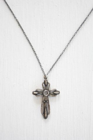 Vintage Sterling Silver Cross Pendant Necklace Selected By Moons + Junes Vintage