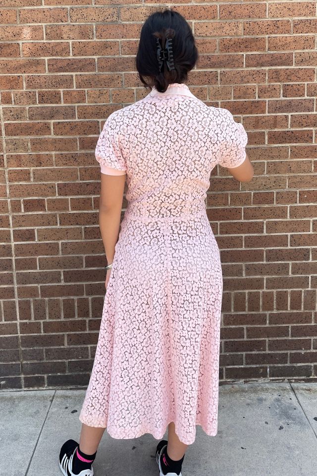 Vintage 1930's Pink Lace Dress with Glass Buttons Selected by FernMercantile #2