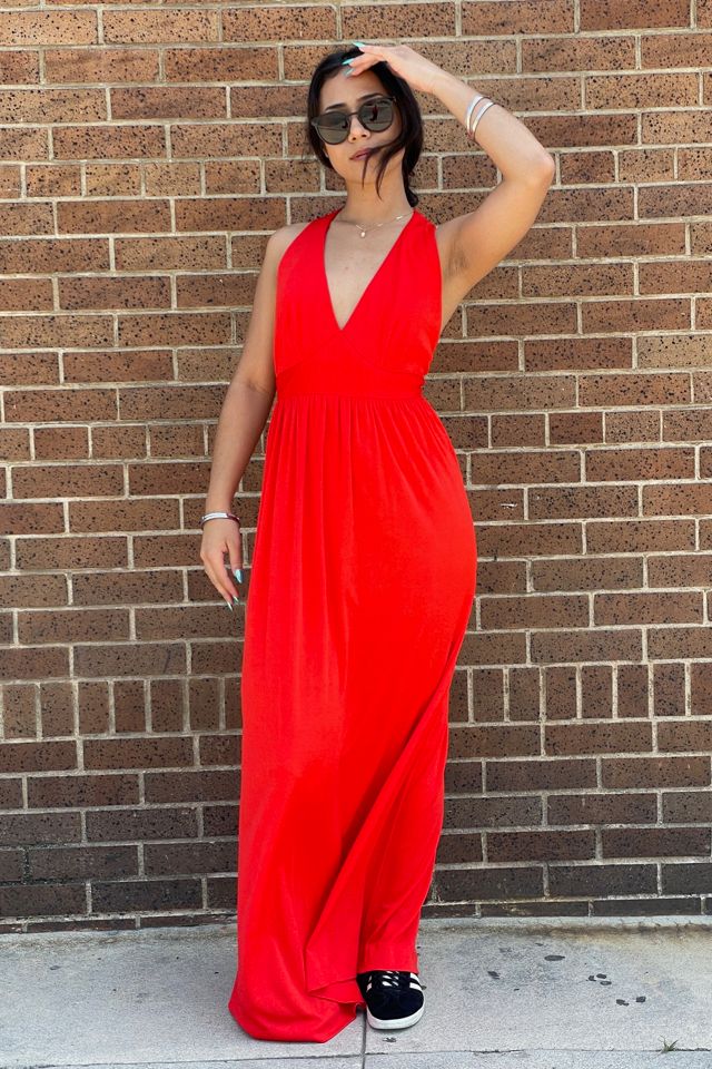 Vintage 1970's Red Maxi with Ruffle Shawl Selected by FernMercantile #2