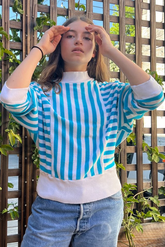 Vintage 1980s Striped Terry Cloth Sweatshirt Selected by Personal Choice Free People