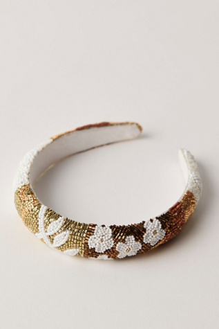 Last Summer Beaded Hard Headband at Free People in Neutral