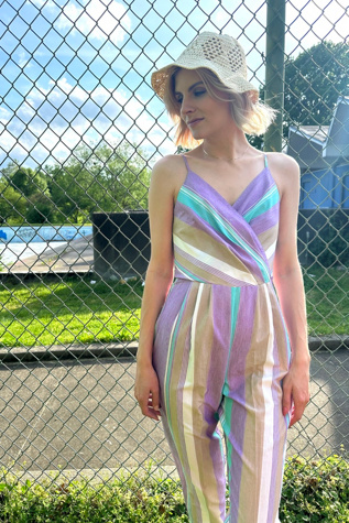 Vintage 1960s Lavender Stripe Jumpsuit Selected by Grievous Angel Vintage
