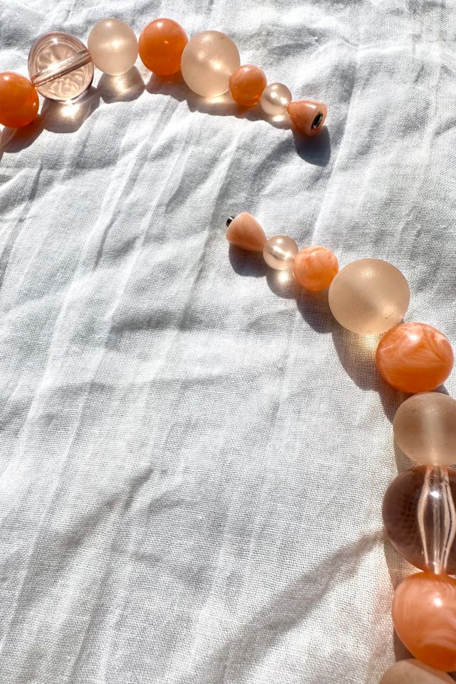 Vintage Peach Pastel Moonglow Bead Necklace Selected by Cherry #2