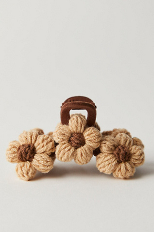 Sailor Crochet Flower Claw Clip at Free People in Tan