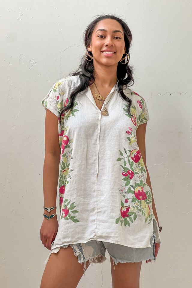 Anna Corinna Reworked Vintage Silky Red Floral  Smock Dress