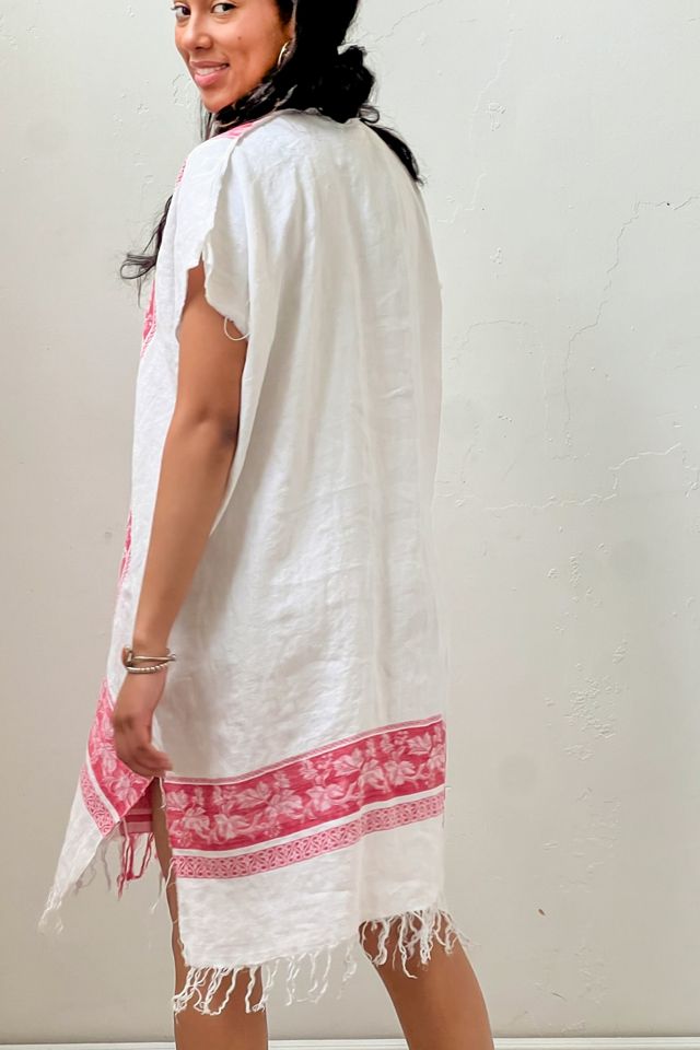 Anna Corinna Reworked Vintage Rouge Blanc Woven Damask Smock Dress #1