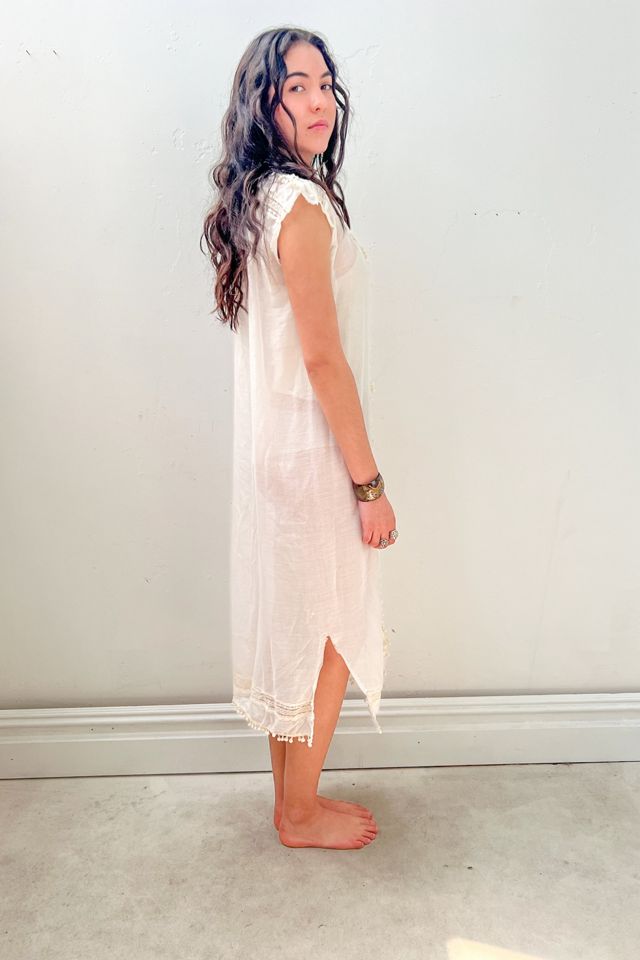 Anna Corinna Reworked Vintage Damask Emerald Roses Smock Dress