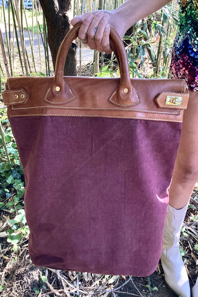 Vintage Large Leather and Canvas Bank Bag Selected by Cherry #1