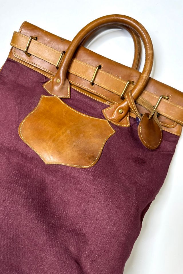 Vintage Large Leather and Canvas Bank Bag Selected by Cherry #2