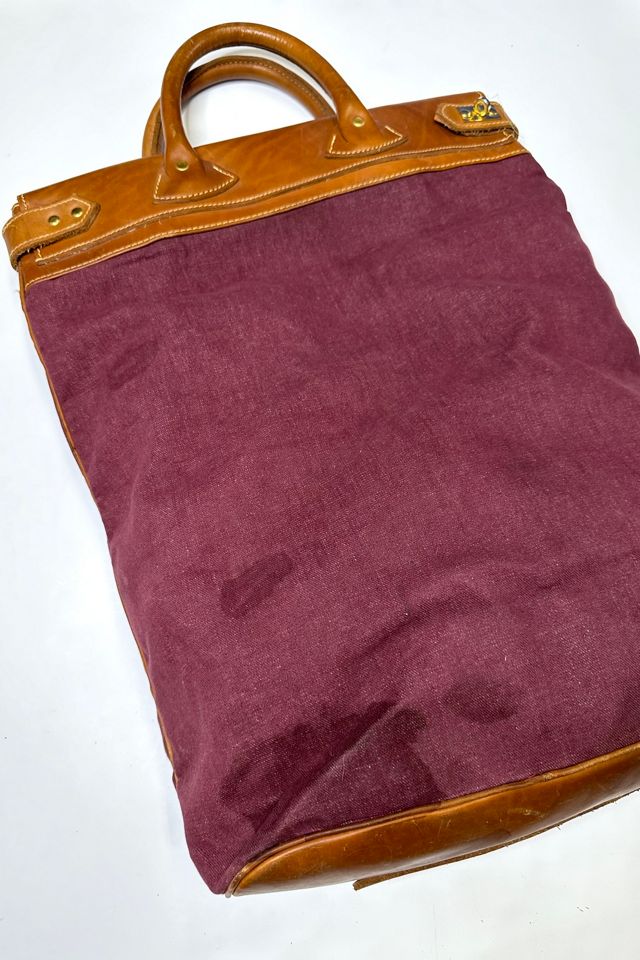 Vintage Large Leather and Canvas Bank Bag Selected by Cherry #3