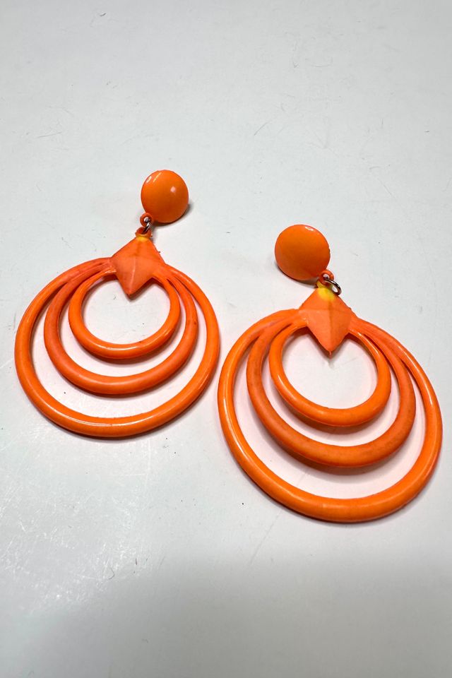 Vintage 1960s Orange Plastic Circles Earrings Selected by Cherry #1