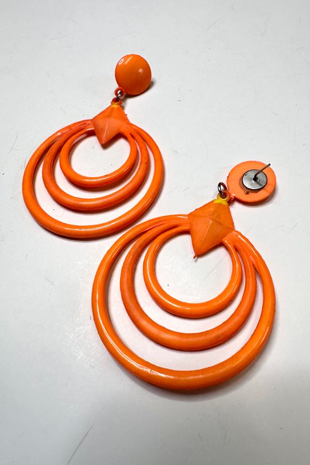 Vintage 1960s Orange Plastic Circles Earrings Selected by Cherry #2