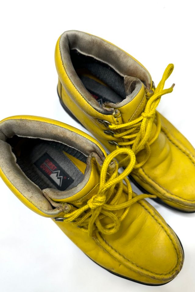 Vintage 1980s Yellow Leather Moc Toe Boots Selected by