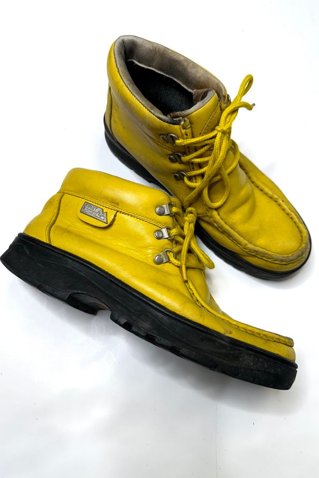Vintage 1980s Yellow Leather Moc Toe Boots Selected by Cherry #3