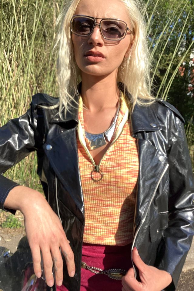 Vintage 1980s Black Vinyl Biker Jacket Selected by Cherry #1