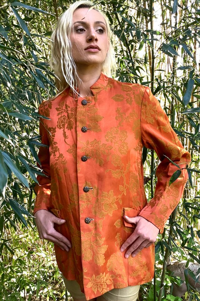 Vintage 1960s Orange Brocade Nehru Jacket Selected by Cherry Free People