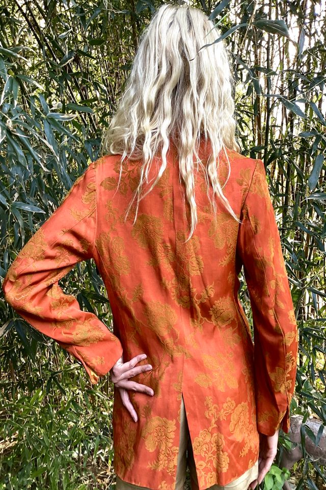 Vintage 1960s Orange Brocade Nehru Jacket Selected by Cherry #1