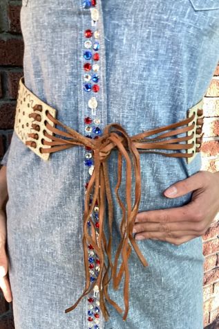 Vintage 1970s Canvas and Suede Grommet Belt Selected by Cherry