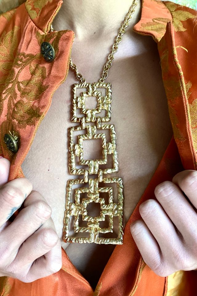 Vintage Goldtone Chunky Mesopotamic Necklace Selected by Cherry #1