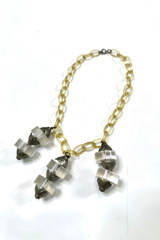 Vintage 1950s Silver and Plastic Drops on Lucite Chain Necklace Selected by Cherry #1