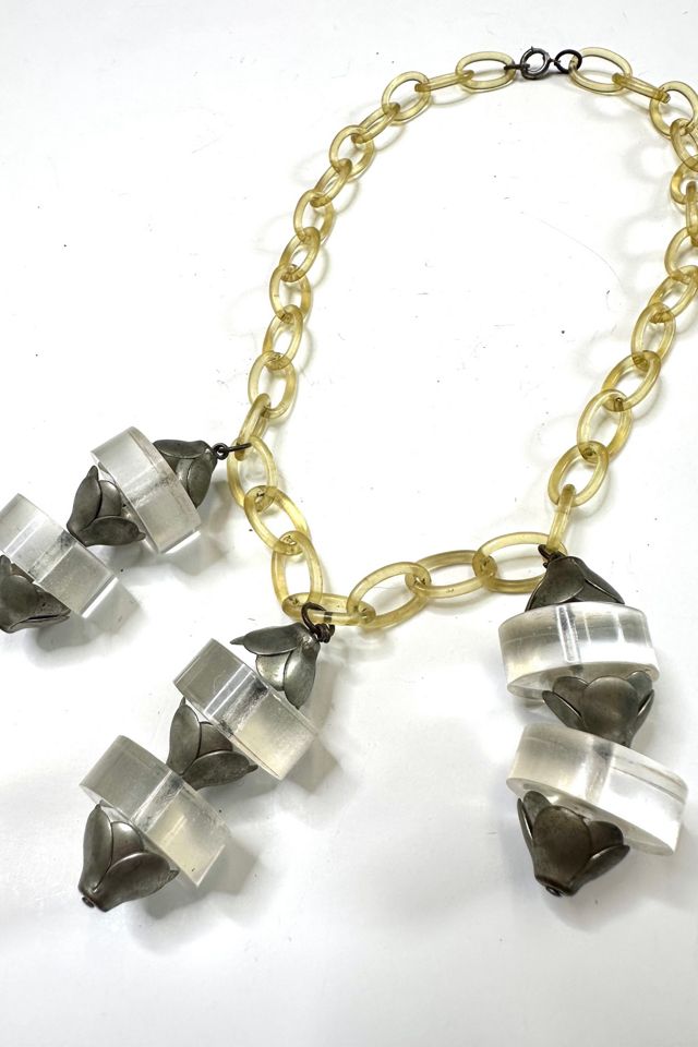 Vintage 1950s Silver and Plastic Drops on Lucite Chain Necklace Selected by Cherry #2