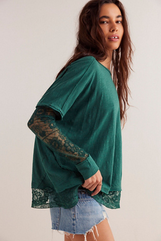 We The Free Effie Twofer Top at Free People in Uncut Emerald, Size: Large