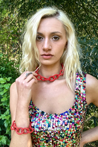Vintage 1960s Plastic Rope Chainlink Necklace and Bracelet Set Selected by Cherry