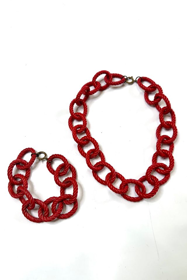 Vintage 1960s Plastic Rope Chainlink Necklace and Bracelet Set Selected by Cherry #2