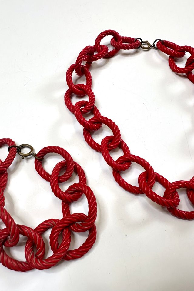 Vintage 1960s Plastic Rope Chainlink Necklace and Bracelet Set Selected by Cherry #3