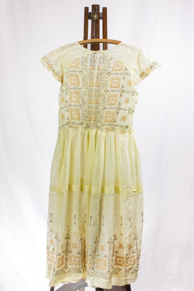 Vintage Cream Square Pattern Dress Selected by Black Shag Vintage ...