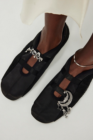 Sofie Sporty Ballerina Flats by FP Collection at Free People in Black Suede Combo, Size: US 8