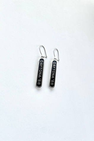 Vintage Silver Daytona '88 Dangle Earrings Selected By Ankh By Racquel Vintage