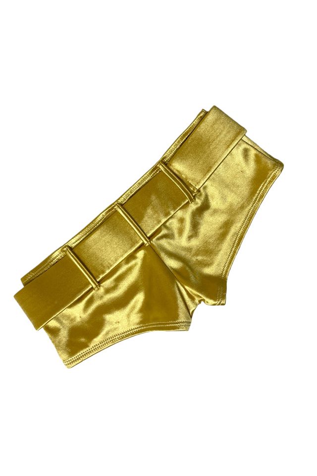 Vintage Y2K Gold Lamé Low-Waisted Shorts Selected By Ankh By Racquel #1