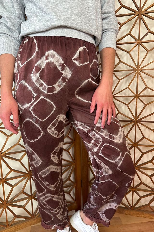 Vintage One of a Kind  Brown Silk Tie Dyed Lounge Pants Selected by Picky Jane #1