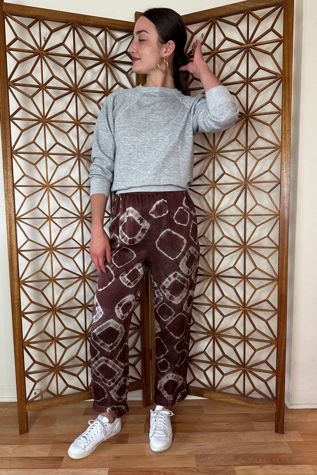Vintage One of a Kind  Brown Silk Tie Dyed Lounge Pants Selected by Picky Jane