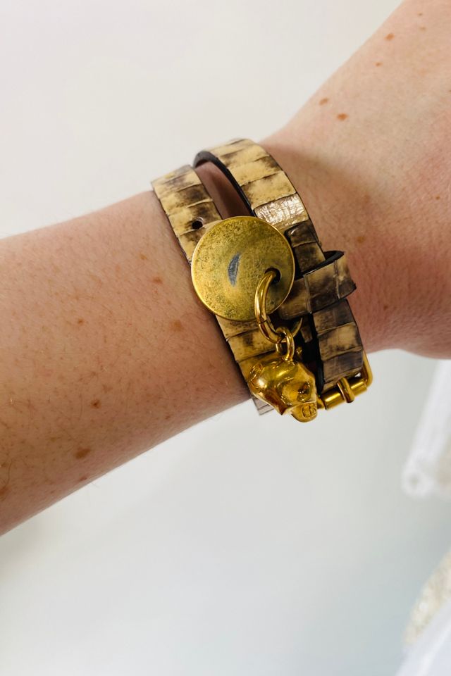 Alexander McQueen Dog Tag Skull Wrap Leather Bracelet Selected by The Curatorial Dept. #1