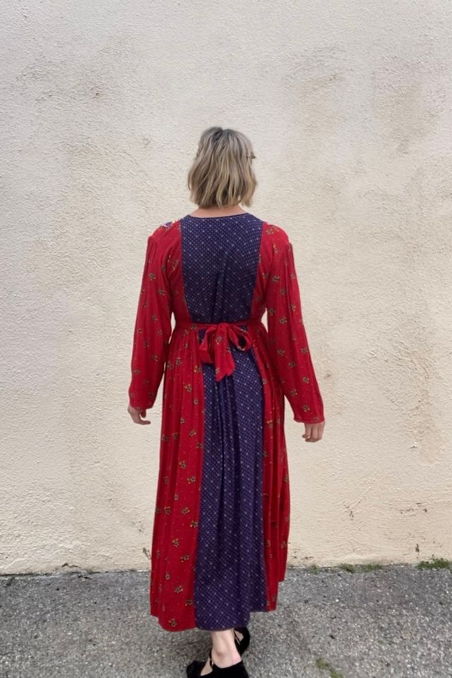 Vintage Embroidered Mixed Print Midi Dress Selected by The Curatorial Dept. #2