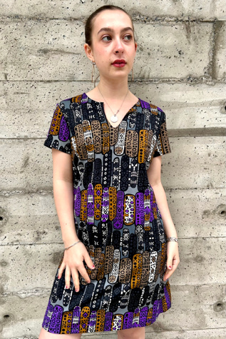 1970’s Artistic Print Dress Selected by Nomad Vintage