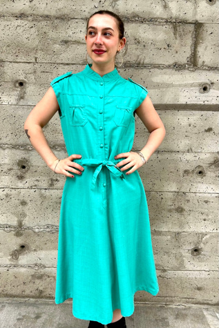 Vintage Teal Woven Shirtdress Selected by Nomad Vintage