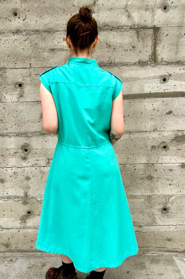 Vintage Teal Woven Shirtdress Selected by Nomad Vintage #2