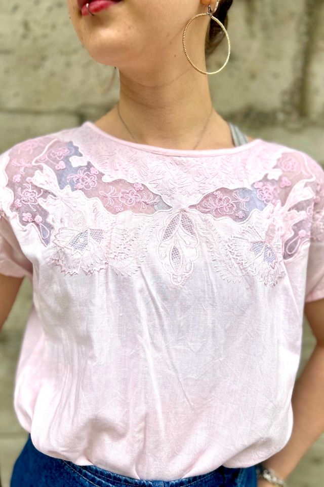 1980’s Pink Embroidered Blouse Selected by Nomad Vintage #1