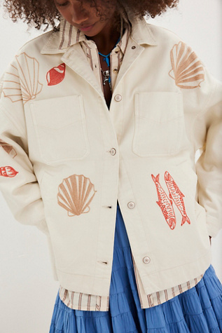 We The Free Madison City Embroidered Jacket at Free People in Tofu, Size: Small